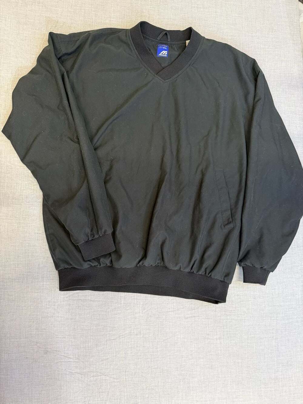 Vintage Mizuno V-Neck Golf Windbreaker Pullover Jacket Men's XL Black
